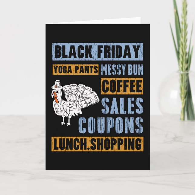 Messy Bun Black Friday Thanksgiving Yoga Pants Card (Front)