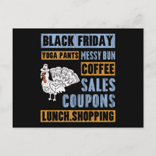 Messy Bun Black Friday Thanksgiving Yoga Pants Postcard