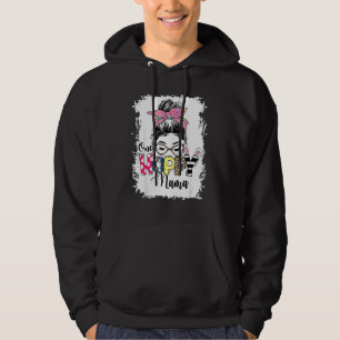 Messy Bun Bunny One Hoppy Mama Leopard Happy Easte Hoodie