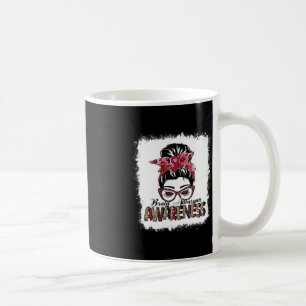 Messy Bun Burgundy Ribbon Brain Aneurysm Awareness Coffee Mug