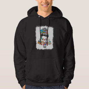 Messy Bun Bus Driver Life School Bus Driver Back T Hoodie