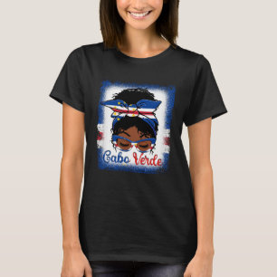 Messy Bun Cape Verdean Cabo Verde Flag Womens Woma T-Shirt
