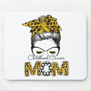 Messy Bun Childhood Cancer Mum Leopard Awareness M Mouse Mat