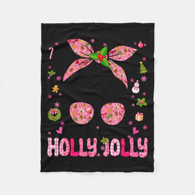 Messy Bun Christmas Nk Coquette Christmas Girls To Fleece Blanket (Front)