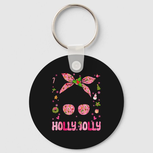 Messy Bun Christmas Nk Coquette Christmas Girls To Key Ring (Front)