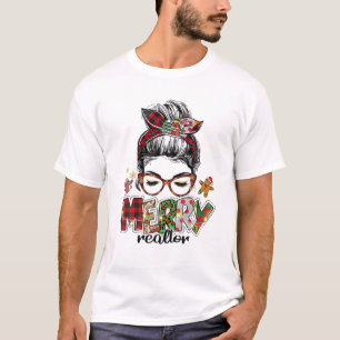 Messy Bun Christmas Tree Realtor Xmas Christmas T-Shirt