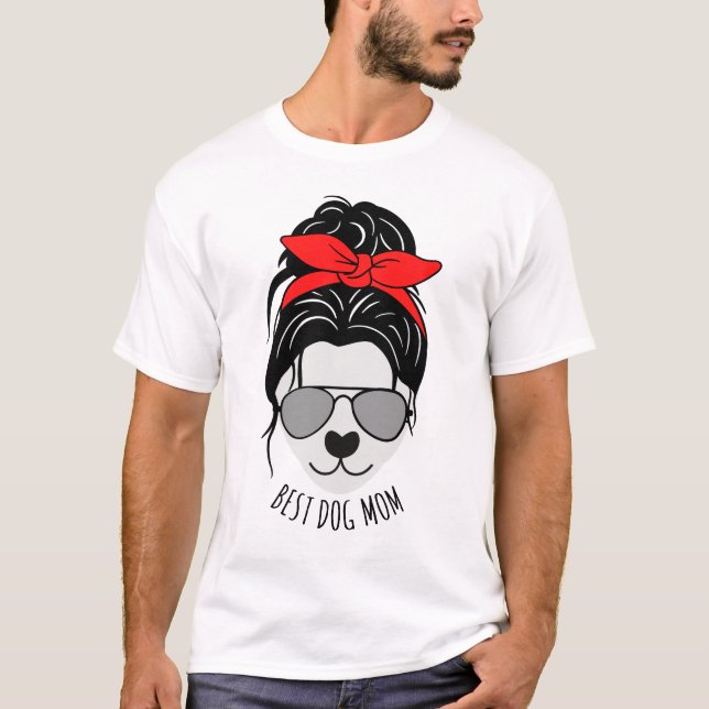 Messy Bun DOG MOM T-Shirt (Front)