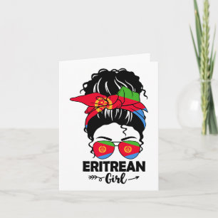 Messy Bun Eritrean Girl And Eritrea Flag Gles Ndan Card