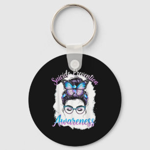 Messy Bun Girl Suicide Prevention Mental Health Gr Key Ring