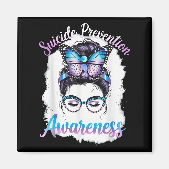 Messy Bun Girl Suicide Prevention Mental Health Gr Magnet (Front)