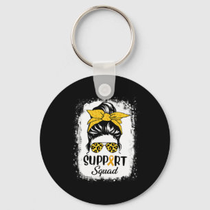 Messy Bun Gles Support Squad Childhood Cancer Awar Key Ring