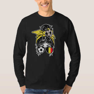 Messy Bun Hair Belgian Soccer Girl Belgium Jersey T-Shirt