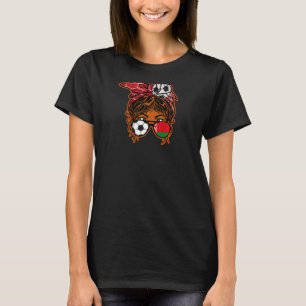 Messy Bun Hair Brown Skin Soccer Girl Belarus Jers T-Shirt