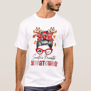 Messy Bun Hair-Cool Header Phone-Santa's Favorite T-Shirt