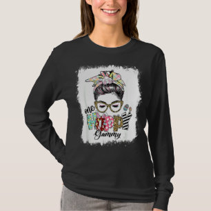 Messy Bun Hair One Hoppy Gammy Happy Easter Day Wo T-Shirt