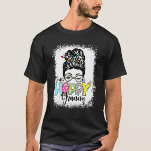 Messy Bun Hair One Hoppy Granny Bunny Happy Easter T-Shirt