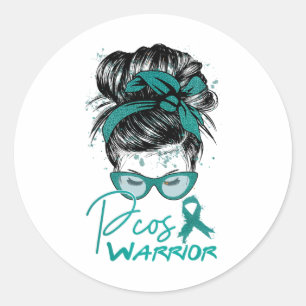 Messy Bun Hair Pcos Polycystic Ovarian Syndrome Aw Classic Round Sticker
