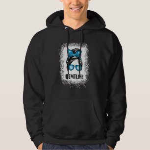 Messy Bun Hair Sunglasses Emt Life Paramedic Ems Hoodie