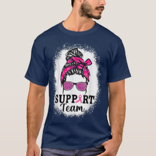 Messy Bun Hair Support Team Breast Cancer Awarenes T-Shirt