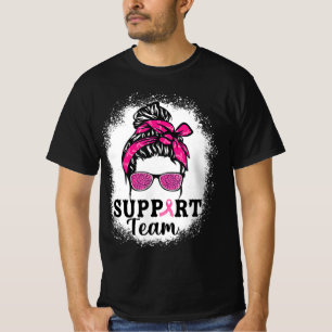 Messy Bun Hair Support Team Breast Cancer Awarenes T-Shirt