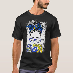Messy Bun Hair Women Down Syndrome Mum Awareness D T-Shirt