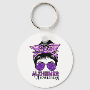 Messy Bun Heimerheimer Awareness Tee Mum Grandma H Key Ring