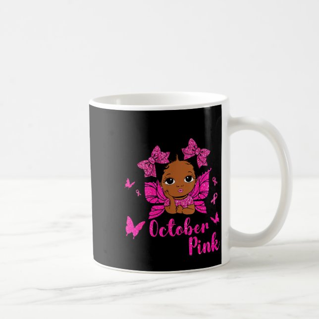 Messy Bun In October We Wear Nk Breast Cancer Blac Coffee Mug (Right)