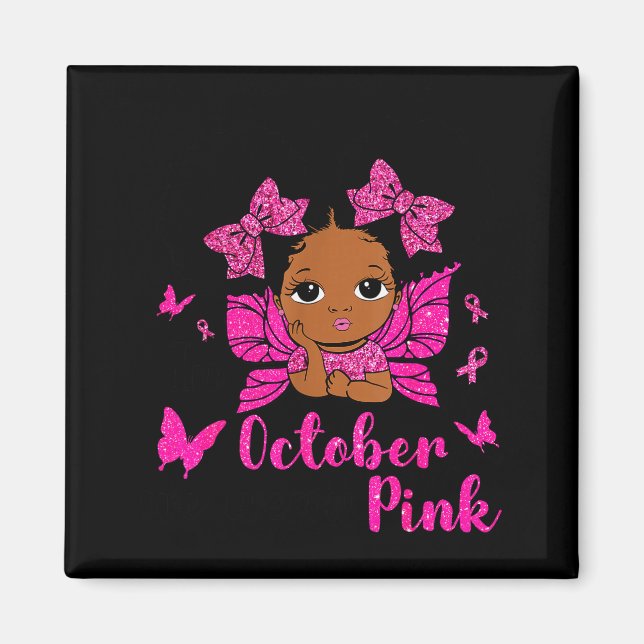 Messy Bun In October We Wear Nk Breast Cancer Blac Magnet (Front)