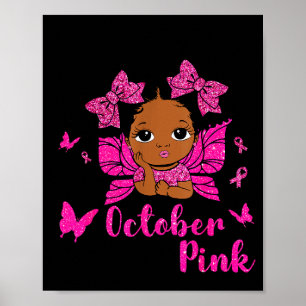 Messy Bun In October We Wear Nk Breast Cancer Blac Poster