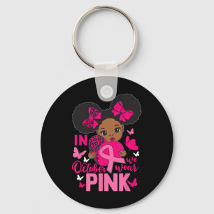 Messy Bun In October We Wear Pink Breast Cancer Bl Key Ring