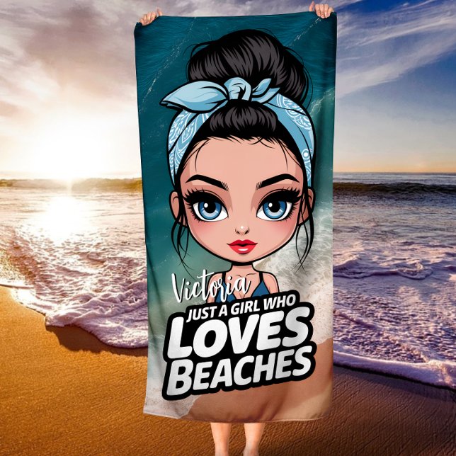 Messy Bun Just A Girl Loves Who Loves Beaches Beach Towel (Creator Uploaded)