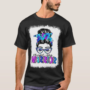 Messy Bun Leopard Blue & Purple Ribbon Rheumatoid T-Shirt