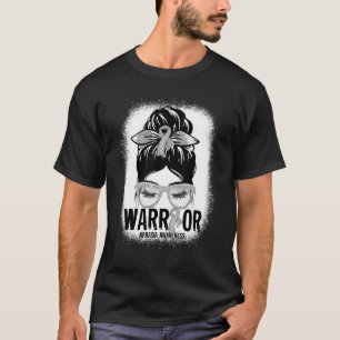 Messy Bun Leopard Grey Ribbon Aphasia Warrior T-Shirt
