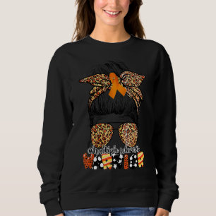 Messy Bun Leopard Multiple Sclerosis Awareness Mum Sweatshirt