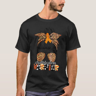 Messy Bun Leopard Multiple Sclerosis Awareness Mum T-Shirt