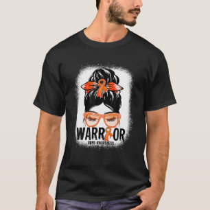 Messy Bun Leopard Orange Ribbon COPD Warrior Gifts T-Shirt