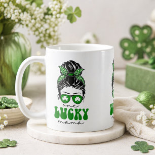Messy Bun Lucky One 1st Birthday Girl Coffee Mug