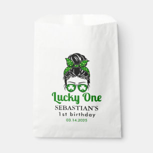 Messy Bun Lucky One 1st Birthday Girl Favour Bags