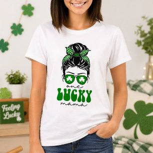 Messy Bun Lucky One 1st Birthday Girl T-Shirt