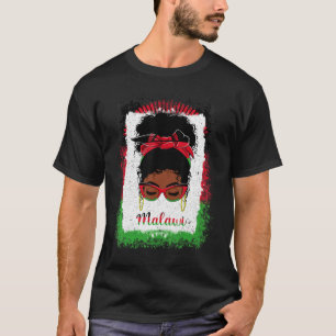 Messy Bun Malawian Malawi Flag Womens Woman Girl T-Shirt