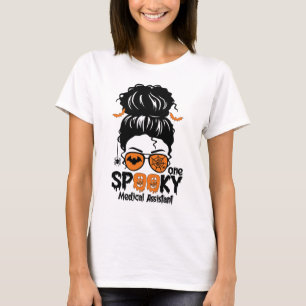 Messy bun Medical Assistant Halloween Pumpkin  T-Shirt