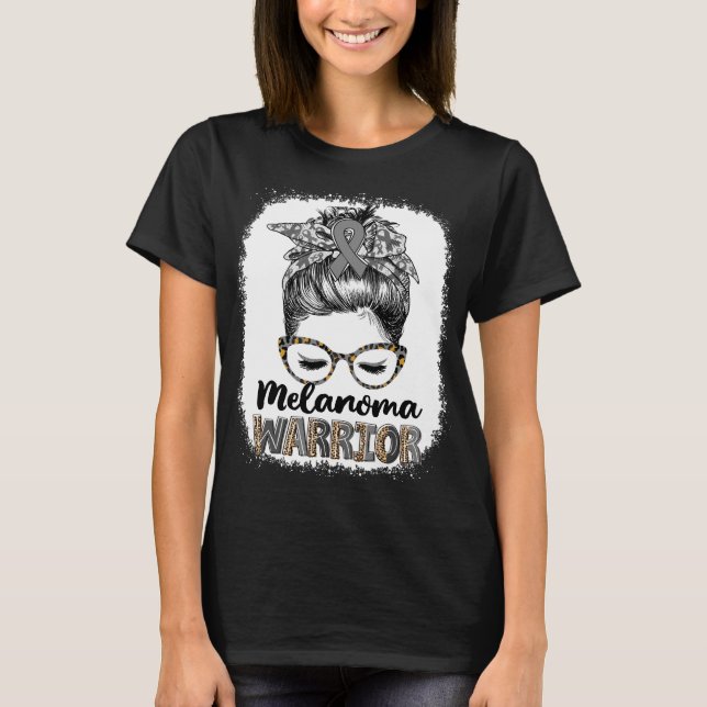 Messy Bun Melanoma Warrior T-Shirt (Front)