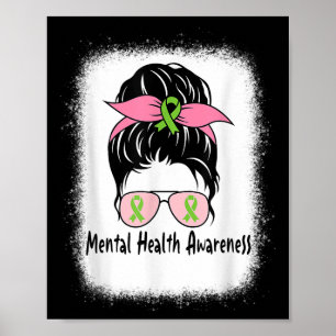 Messy Bun Mental Health S Gift Mental Health Aware Poster