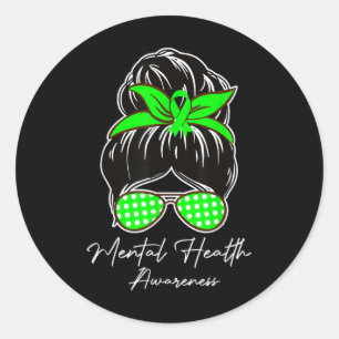 Messy Bun Mental Health S Mental Health Awareness Classic Round Sticker