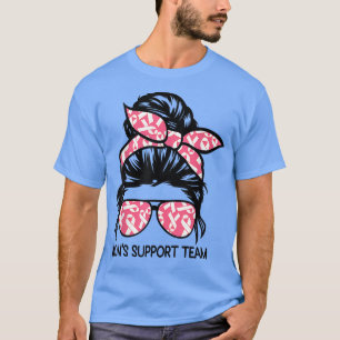 Messy Bun Moms Support Team Breast Cancer Survivor T-Shirt