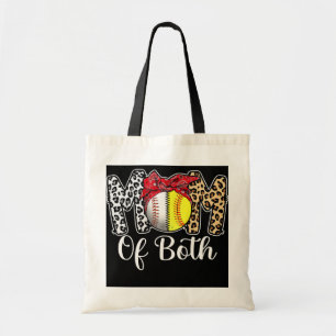Messy Bun Mum Of Both Baseball Softball Mum Tote Bag