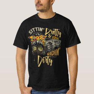Messy Bun Mum Sunglasses UTV Offroad SXS Life Ridi T-Shirt