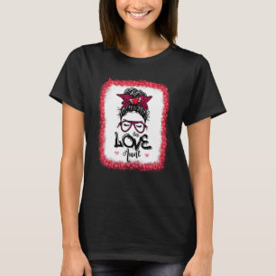 Messy Bun One Loved Aunt Mother Mummy Women Valent T-Shirt