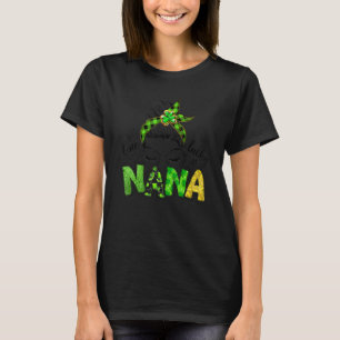 Messy Bun One Lucky Nana St Patrick's Day Women Ir T-Shirt