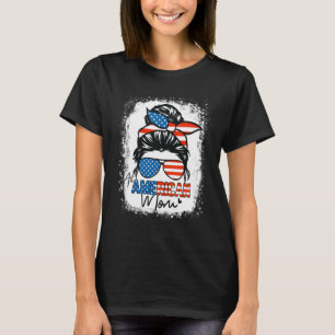 Messy Bun Patriotic Shirt All American Mum 4th Of 
